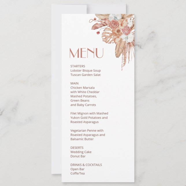 Invitación Boho floral acuarela    (Anverso)