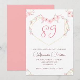 Invitación Boho floral acuarela rosa cumpleaños 89