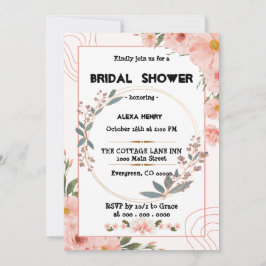 Invitación boho floral acuarelas,niña bebé