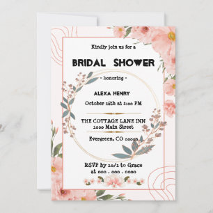 Invitación boho floral acuarelas,niña bebé
