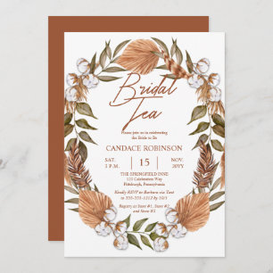 Invitación Boho Floral Algodón Grasas Secas Ducha De Té De No