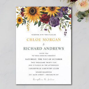 Invitación Boho Floral All in One Sunflowers Naranja Boda