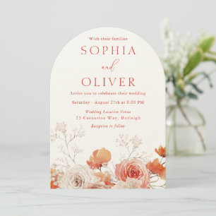 Invitación Boho Floral & Arch Fall Boda Floral de otoño