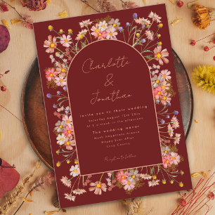 Invitación Boho Floral Arch Terracotta Fall Wedding