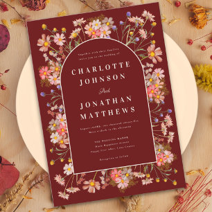 Invitación Boho Floral Arch Terracotta Fall Wedding
