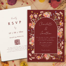 Invitación Bóho floral Arco Terracota Boda de Otoño