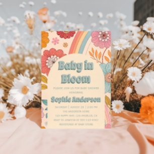 Invitación Boho Floral Arcoíris Bebé en Flor Baby Shower