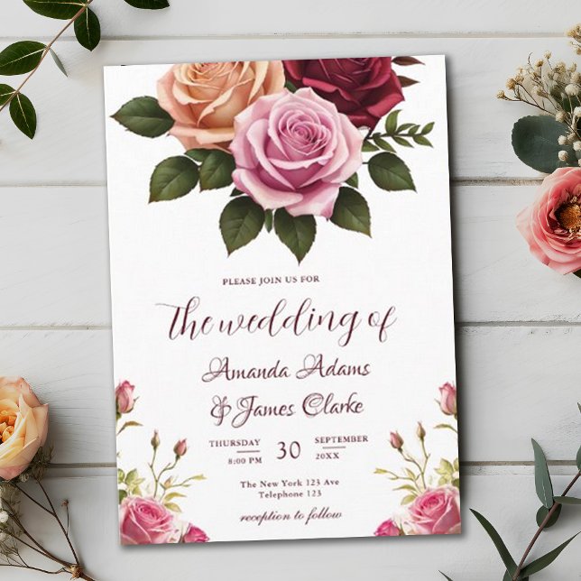 Invitación Boho Floral Autumn Watercolor Boda (Subido por el creador)