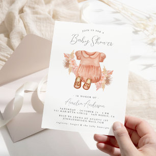 Invitación Boho Floral Baby Girl Shower Invitation