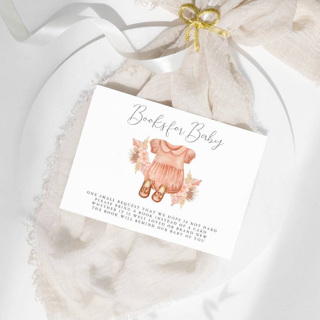 Invitación Boho Floral Baby Girl Trae Un Libro (Subido por el creador)