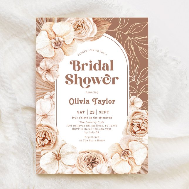 Invitación Boho Floral Baby Shower Mocha (Subido por el creador)