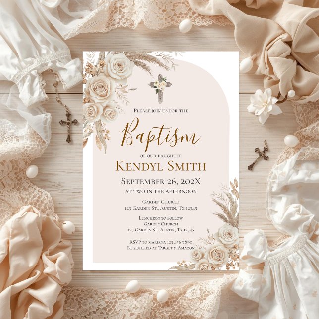 Invitación Boho Floral Baptism  Invitation (Subido por el creador)