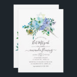 Invitación Boho Floral Bat Mitzvah<br><div class="desc">Invitación de mitzvah de murciélago de pavo real de moda boho azul y mint con elegante tipografía de escritura a mano.</div>