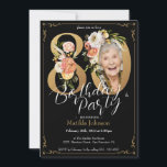 Invitación Boho Floral Black Gold Photo 80th Birthday Party<br><div class="desc">Boho Floral Black Gold Fotografía 80th Birthday Party Invitation. Glamorosa y bonito invitación a la fiesta de cumpleaños con un diseño floral vintage con letras doradas y fondo negro! Se vuelve asombroso con un divertido tema floral y glamoroso fiesta. ¿Desea más personalización? Póngase en contacto con el diseñador haciendo clic...</div>