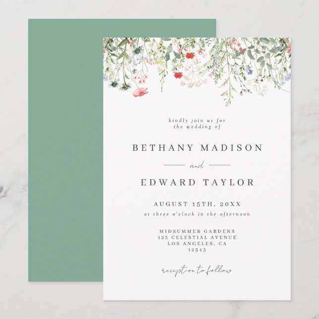 Invitación Boho Floral Boda (Anverso / Reverso)