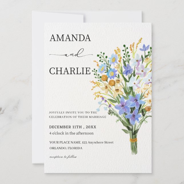 Invitación Boho Floral Boda (Anverso)