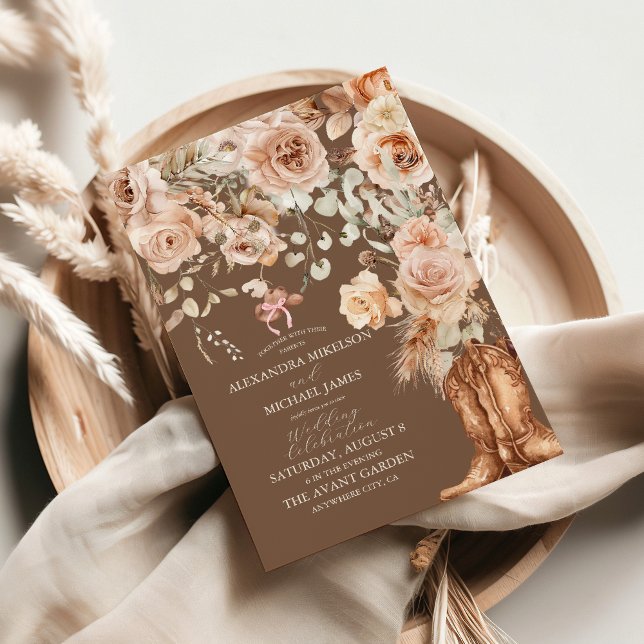 Invitación Boho Floral Boda Occidental (Subido por el creador)