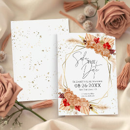 Invitación Boho Floral | Boda Terracota Guardar La Fecha