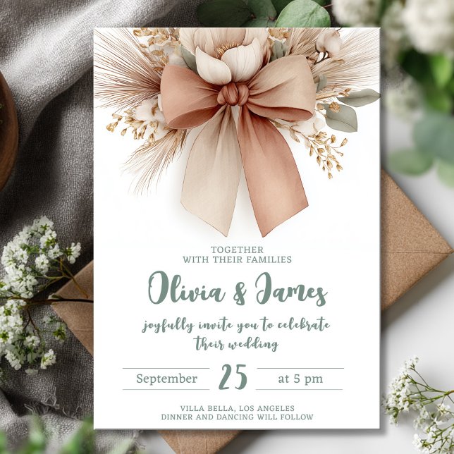 Invitación Boho Floral Bow Boda (Subido por el creador)