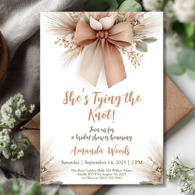 Invitación Boho Floral Bow Bridal Shower (Subido por el creador)