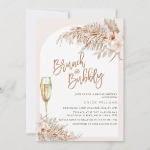 Invitación Boho Floral Brunch Bubbly Bridal Shower
