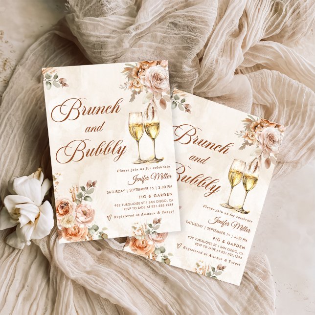Invitación Boho Floral Brunch y Bubbly Bridal Shower (Subido por el creador)