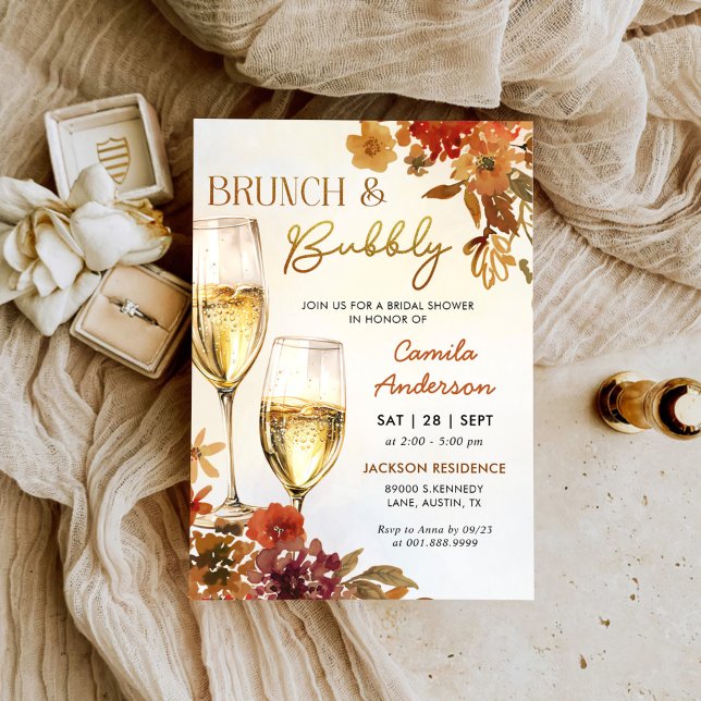 Invitación Boho Floral Brunch y Bubbly Bridal Shower (Subido por el creador)