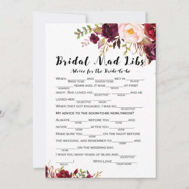 Invitación Boho Floral Burgundy Nodal Shower Juego 5 x 7 (Anverso)