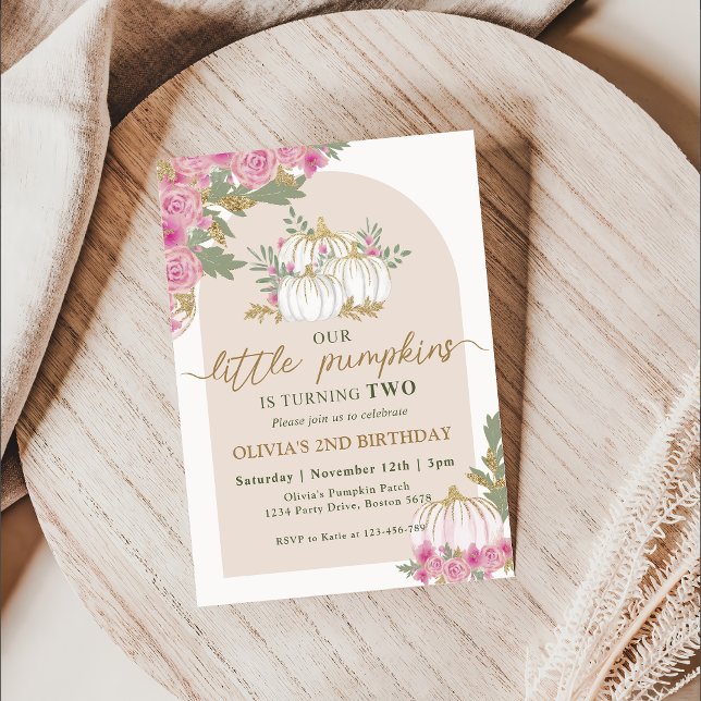 Invitación Boho Floral Calabaza 2do Fiesta de cumpleaños (Subido por el creador)