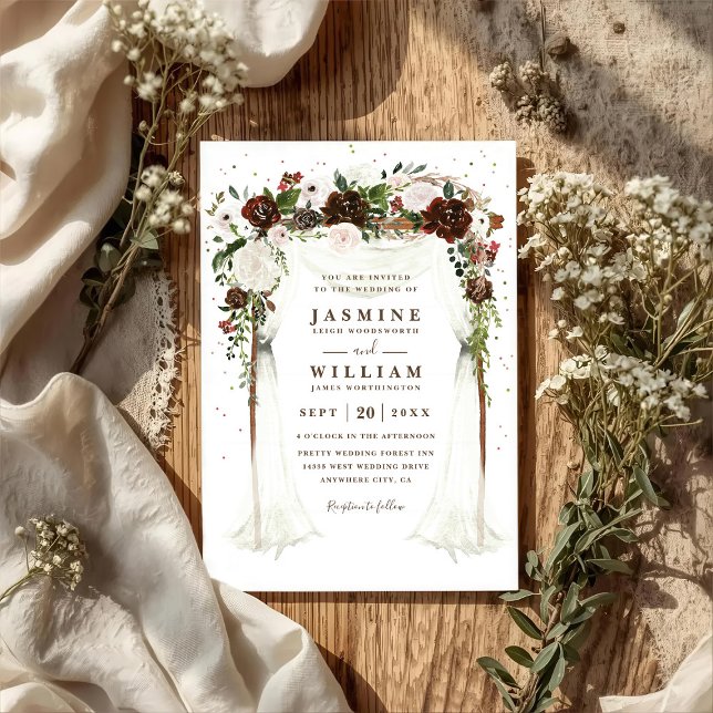 Invitación Boho Floral Canopy Elegant Modern QR Code Wedding (Subido por el creador)