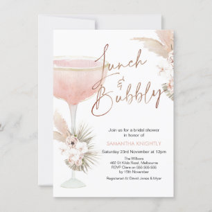 Invitación Boho Floral Champagne Lunch Bubbly Bridal Shower