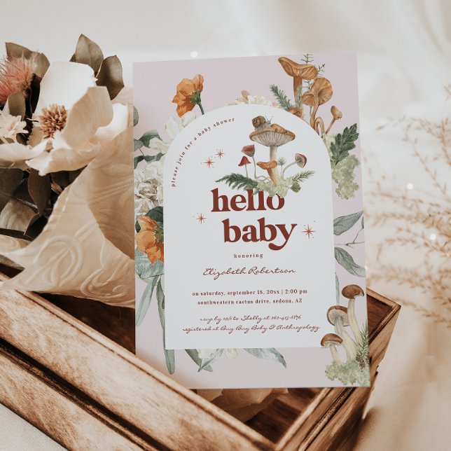 Invitación Boho Floral Champiñón Botánico | Shower de Bebé (Subido por el creador)