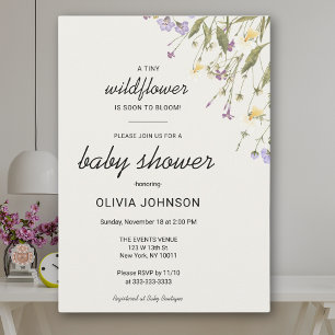 Invitación Boho Floral Chic de Flor Silvestre Neutro en Suave