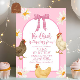 Invitación Boho Floral Coquette Chicken Chica Cumpleaños