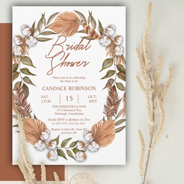 Invitación Boho Floral Cotton | Ducha de novias de gramíneas  (Subido por el creador)