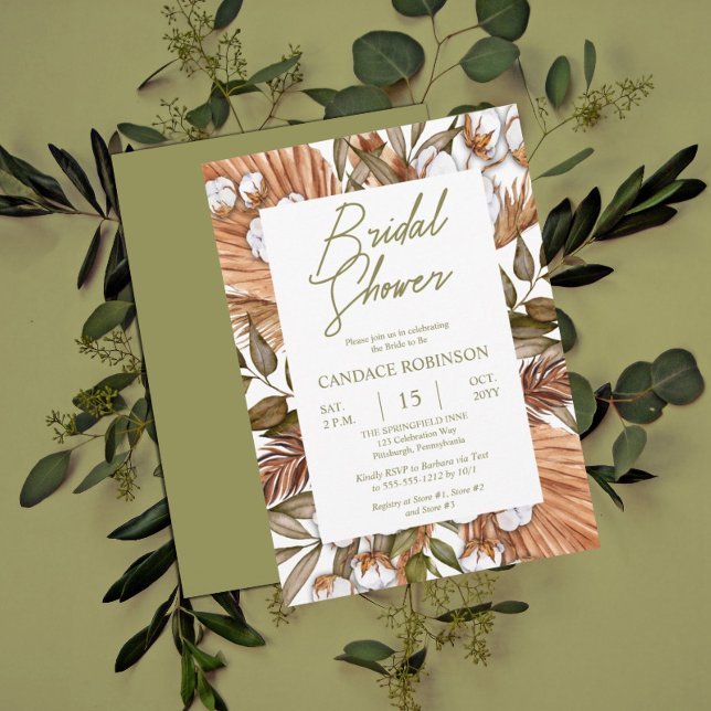 Invitación Boho Floral Cotton | Ducha de novias de gramíneas  (Subido por el creador)