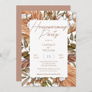 Invitación Boho Floral Cotton   Grasas Fiesta de calentamient