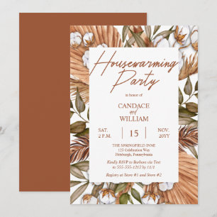 Invitación Boho Floral Cotton Grasas Fiesta En Calentamient