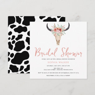 Invitación Boho Floral Cow imprime la ducha de novia occident