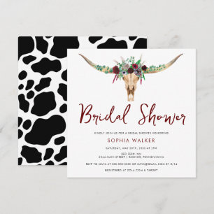 Invitación Boho Floral Cow imprime la ducha de novia occident
