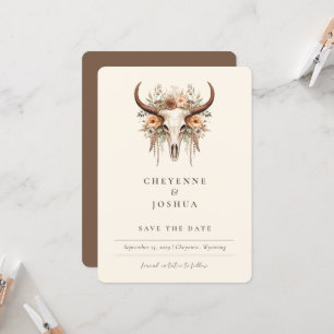 Invitación Boho Floral Cow Skull Western QRcode Guardar la fe