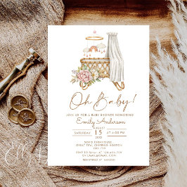 Invitación Boho Floral Crib Bassinet Nursery Baby Shower