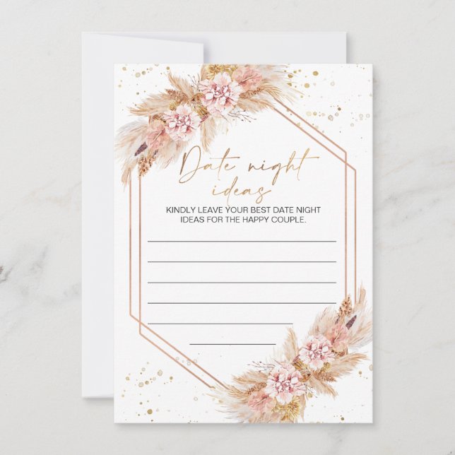 Invitación Boho Floral Date Night Ideals Card (Anverso)