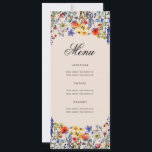 Invitación Boho floral de champagne 70th Birthday Party Menu<br><div class="desc">Elegante diseño de "Menú de Fiesta de Cumpleaños" con flores silvestres acuáticas y texto personalizado.</div>