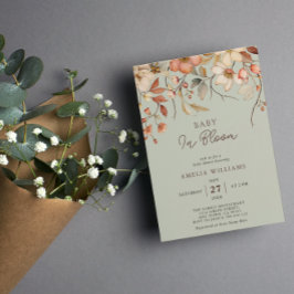 Invitación Boho floral de flores silvestres bebé verde en flo
