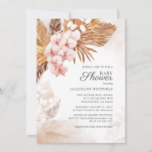 Invitación Boho floral de hierba de pampas Terracota Baby Sho
