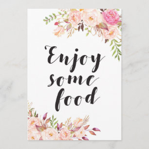 Invitación Boho floral Disfruta de un Rótulo de comida 5 x 7"