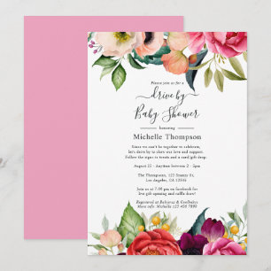 Invitación Boho Floral Drive By para Boda o Baby Shower