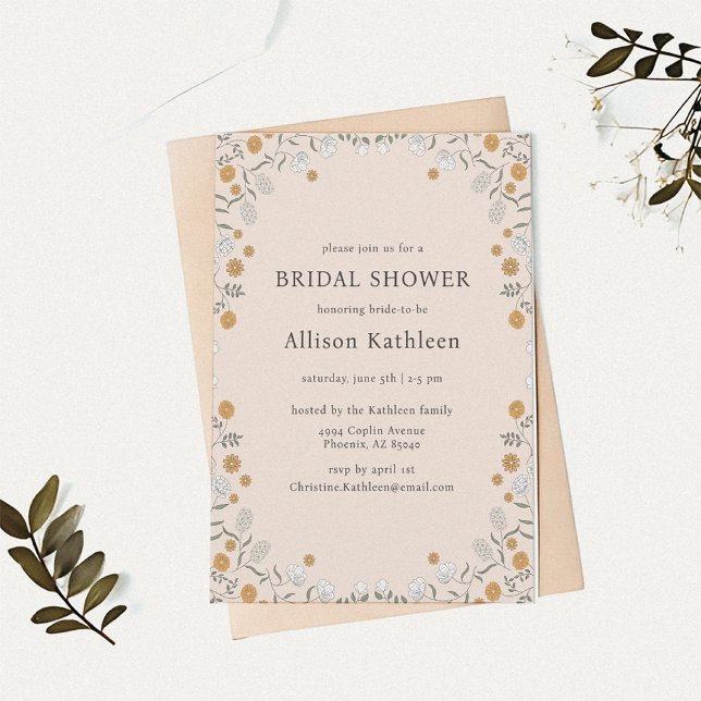 Invitación Boho Floral Earth Tones Botánica Bridal Shower (Subido por el creador)