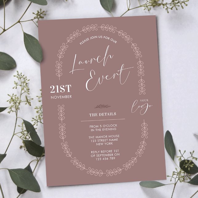 Invitación Boho Floral Elegante Salón Boutique Grand Apertura (Boho inspired floral motif business grand opening invitations that are sure to impress)